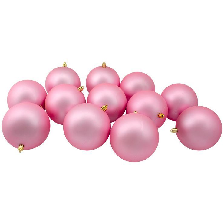 Northlight 12ct Shatterproof Matte Christmas Ball Ornament Set 4" - Pink | Target