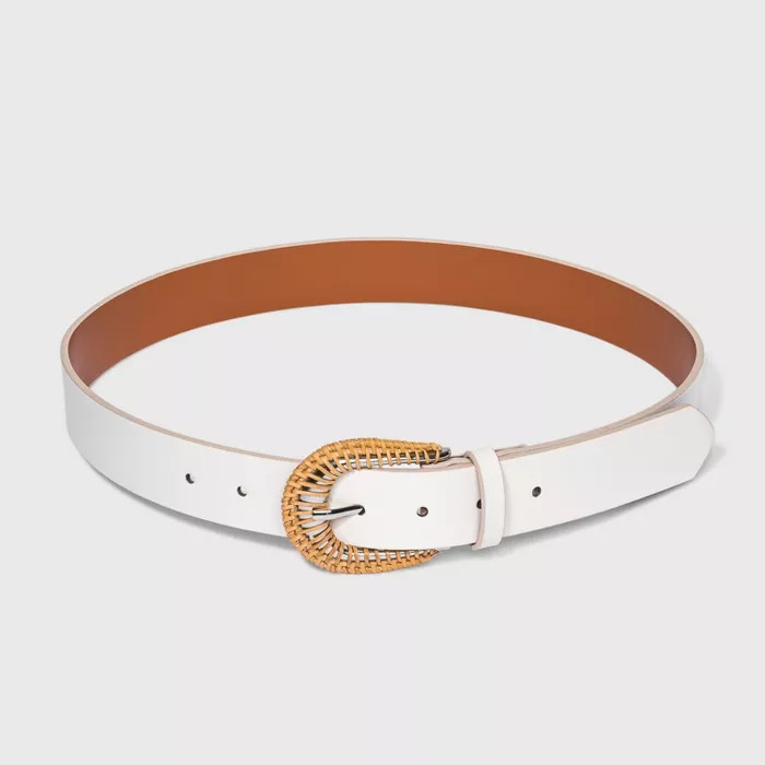 Women's Rattan Buckle Belt - A New Day™ Ivory | Target
