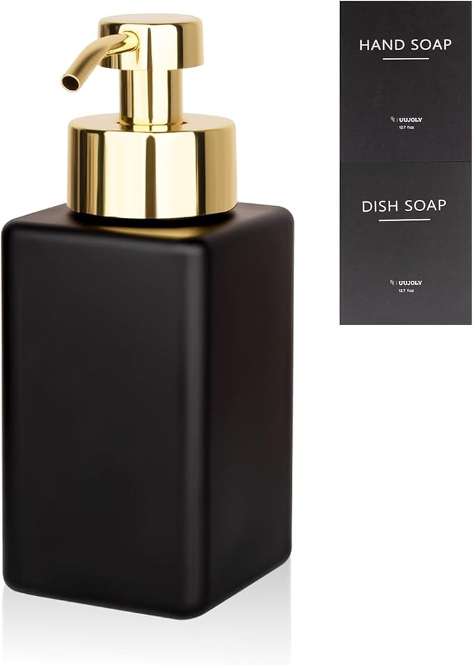 Foaming Soap Dispenser with Stainless Steel Pump, 12oz Refillable Glass Liquid Dish Soap Bottles ... | Amazon (US)
