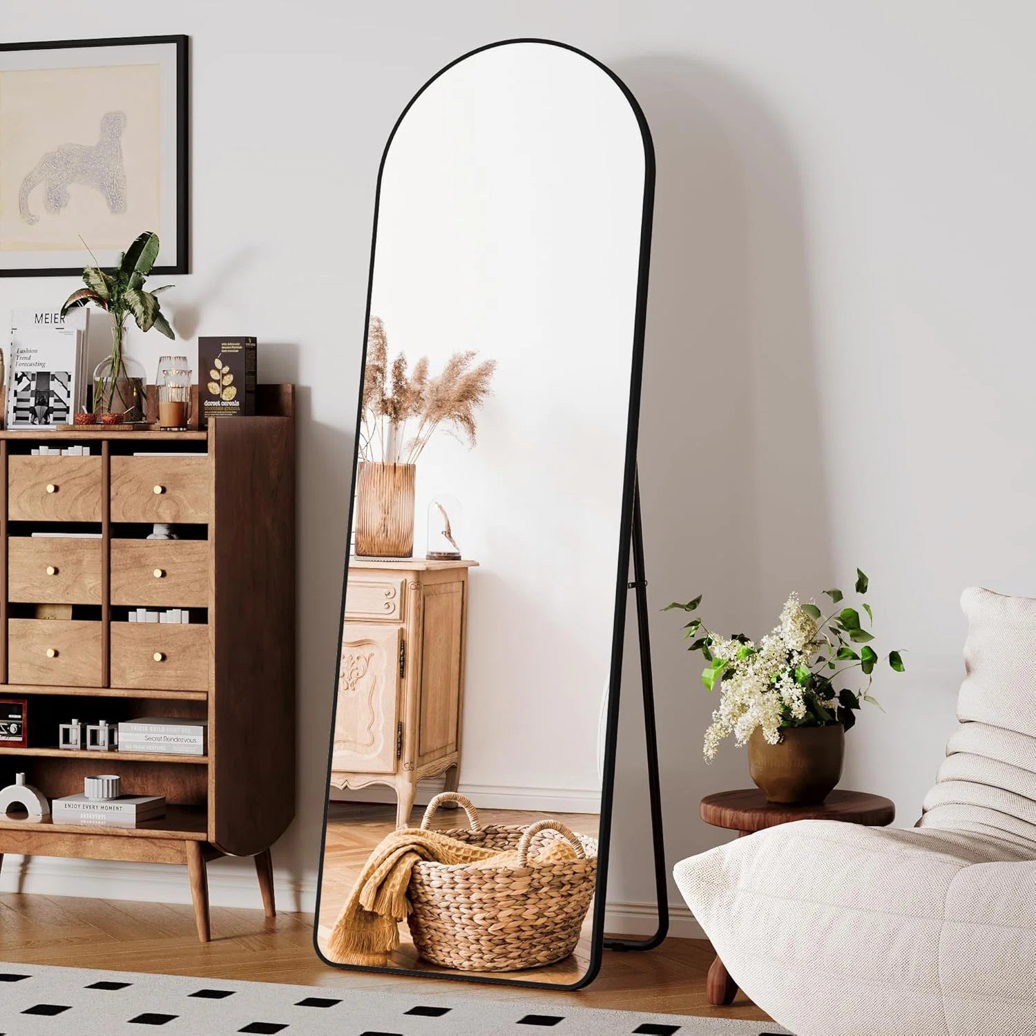 Full Body Mirror With Metal Frame Stand Hd Large Wall Mirror With Hooks Full Length Mirror Wall M... | Wayfair UK