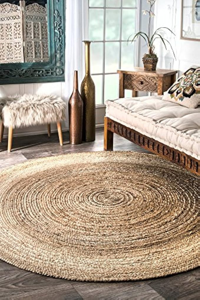 nuLOOM Natural Hand Woven Rigo Jute rug Round, 6' | Amazon (US)