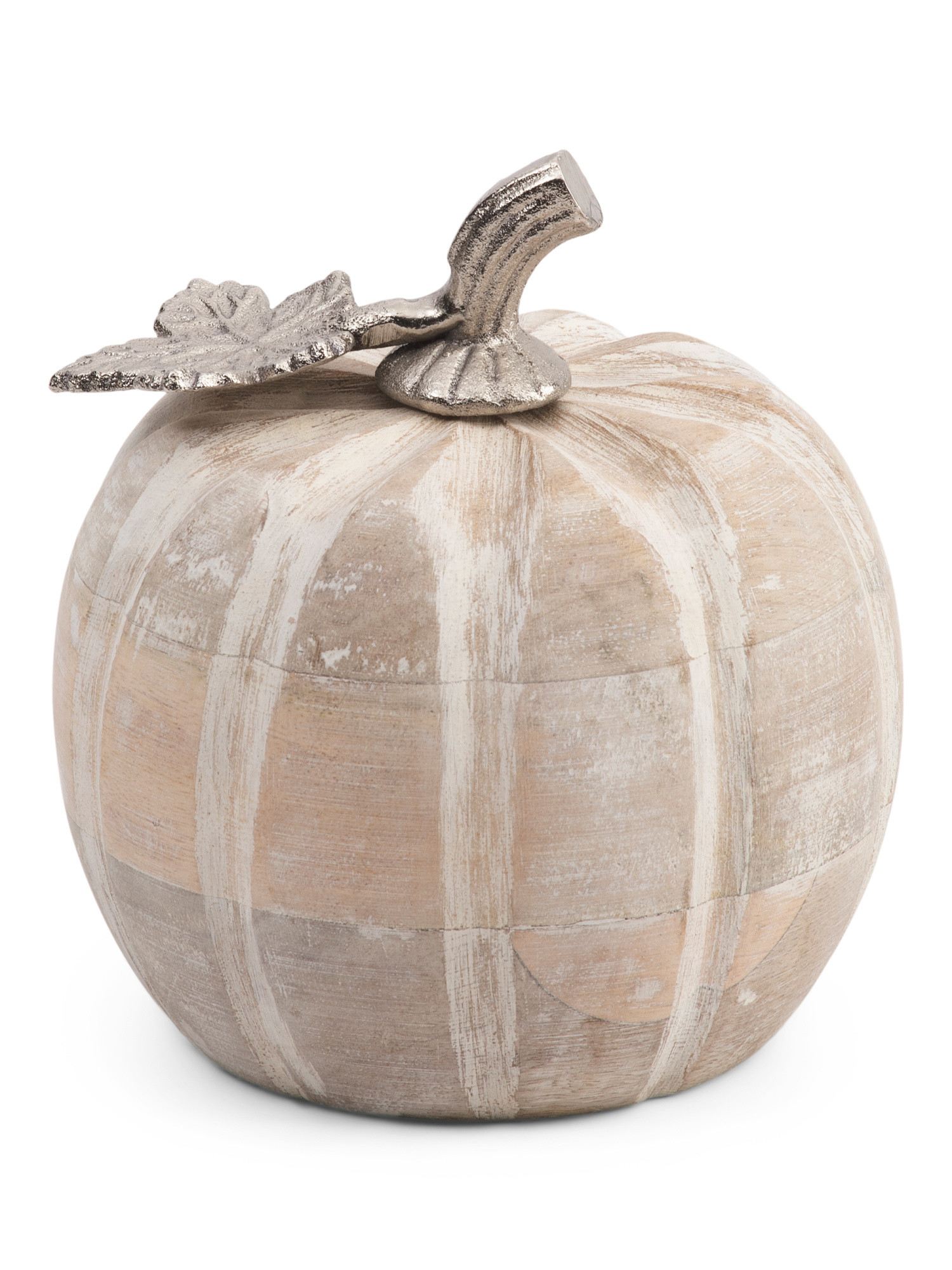 5in Wooden Pumpkin With Metal Stem | TJ Maxx