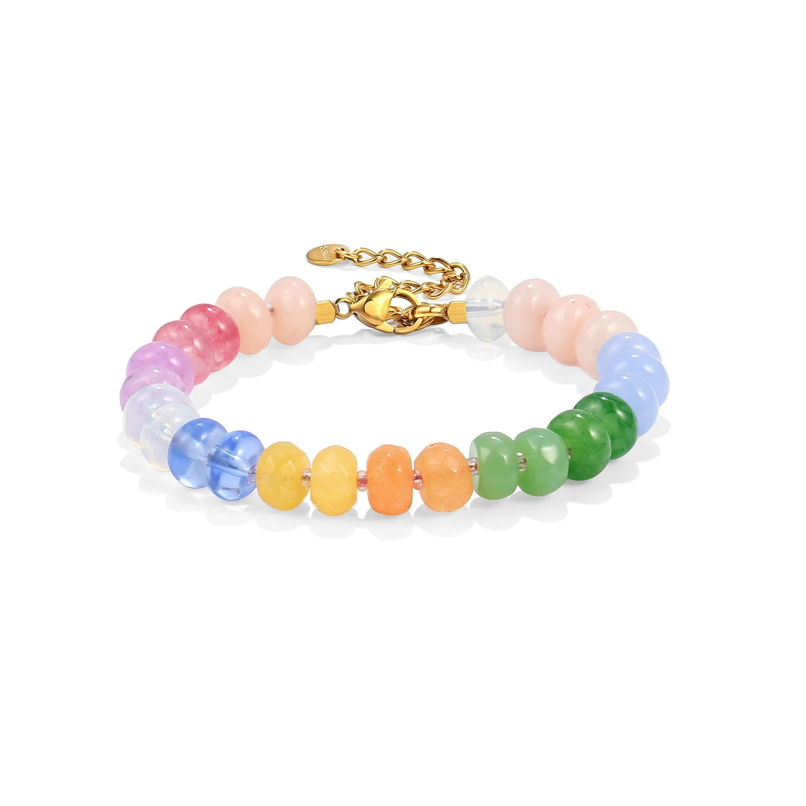 VNOX Stainless Steel Gold Colorful Natural Stone Beaded Bracelet for Women, Birthday Gift Jewelry | Walmart (US)