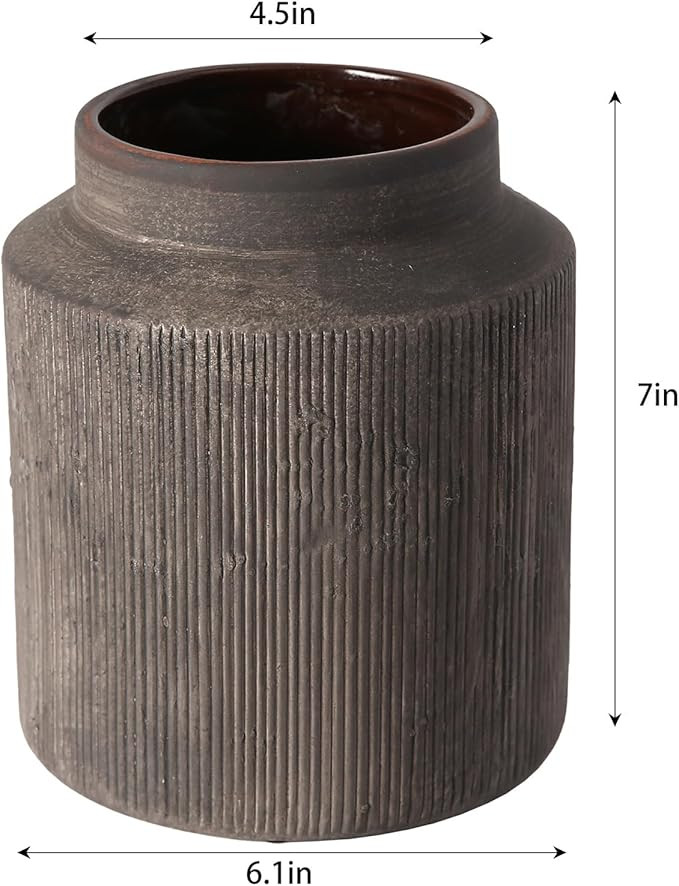 Rustic Vases for Home Decor. Ceramic Vase for Dining Table Decor. Terracotta Decorative Vase 6.1I... | Amazon (US)
