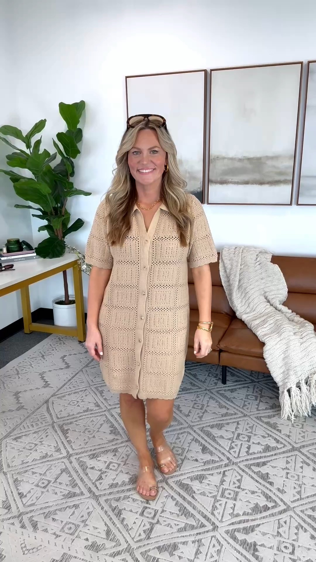 Knit swimsuit cover with a structured button front and openwork detail. Refined texture with a tailored feel that transitions easily from poolside to lunch. TTS medium, 5’2, shoe size 7.5

AudrieDollins, swimsuit cover, cover up, beach outfit, poolside outfit, summer outfit, knit cover up, vacation outfit, resort wear, amazon fashion

#LTKTravel #LTKSeasonal #LTKSwim