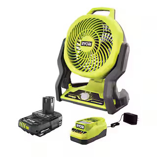 RYOBI ONE+ 18V Cordless Hybrid WHISPER SERIES 7-1/2 in. Fan Kit with 2.0 Ah Battery and Charger P... | The Home Depot