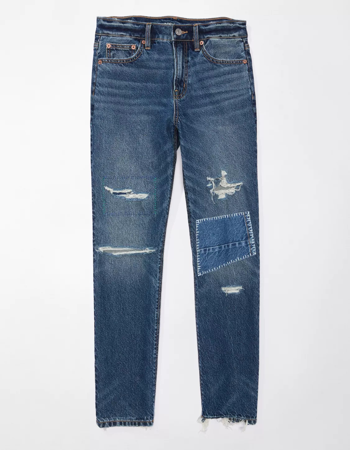 AE Strigid Super High-Waisted Ripped Ankle Straight Jean | American Eagle Outfitters (US & CA)