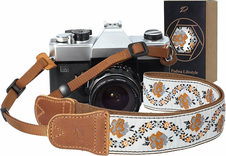 Padwa Lifestyle Camera Strap - 1.5" Crazy Horse Cowhide Head Cotton Strap,Vintage Embroidery Came... | Amazon (US)