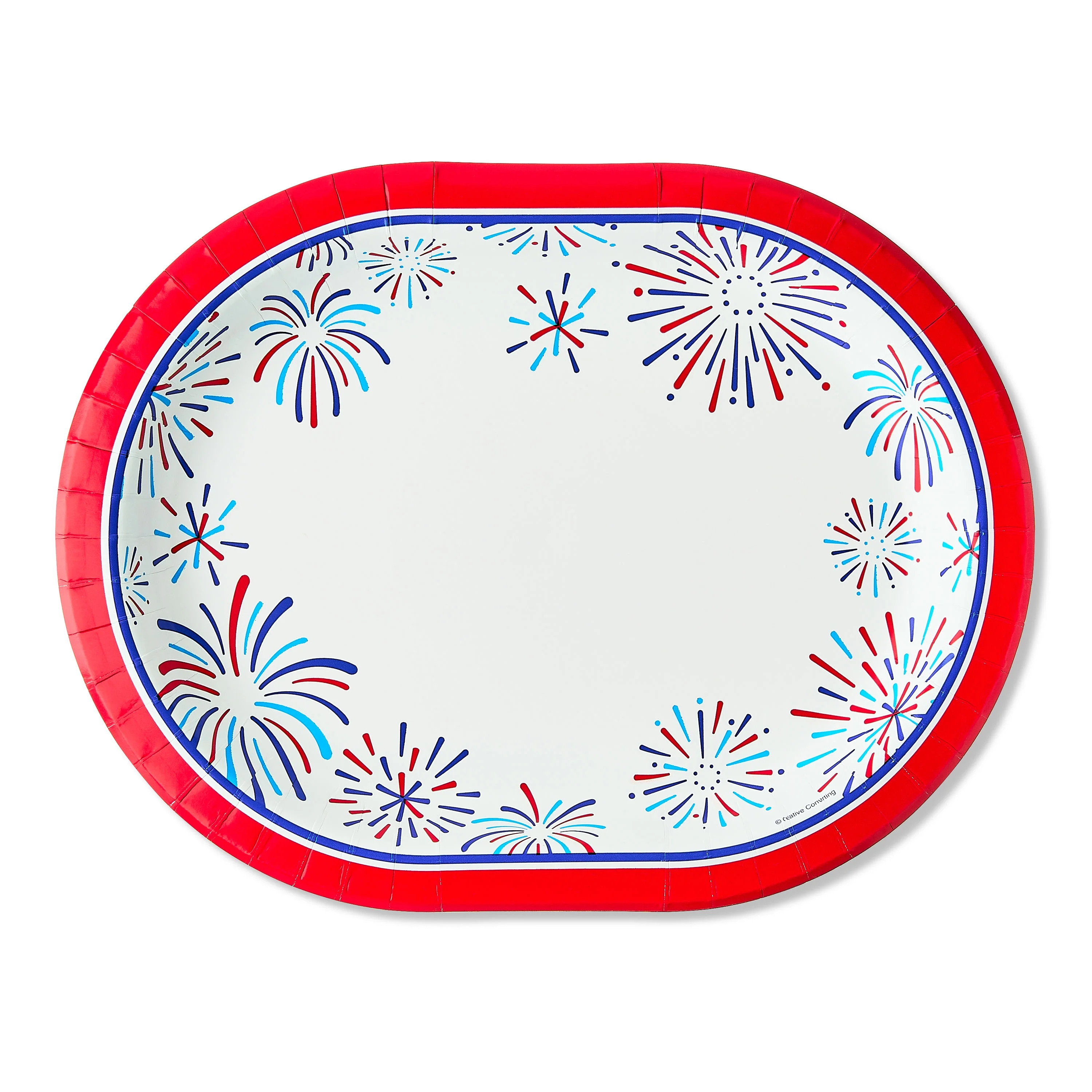 Patriotic Fireworks Disposable Paper Plates, 9" x 12", Red/White/Blue, 8 Count, by Way To Celebra... | Walmart (US)