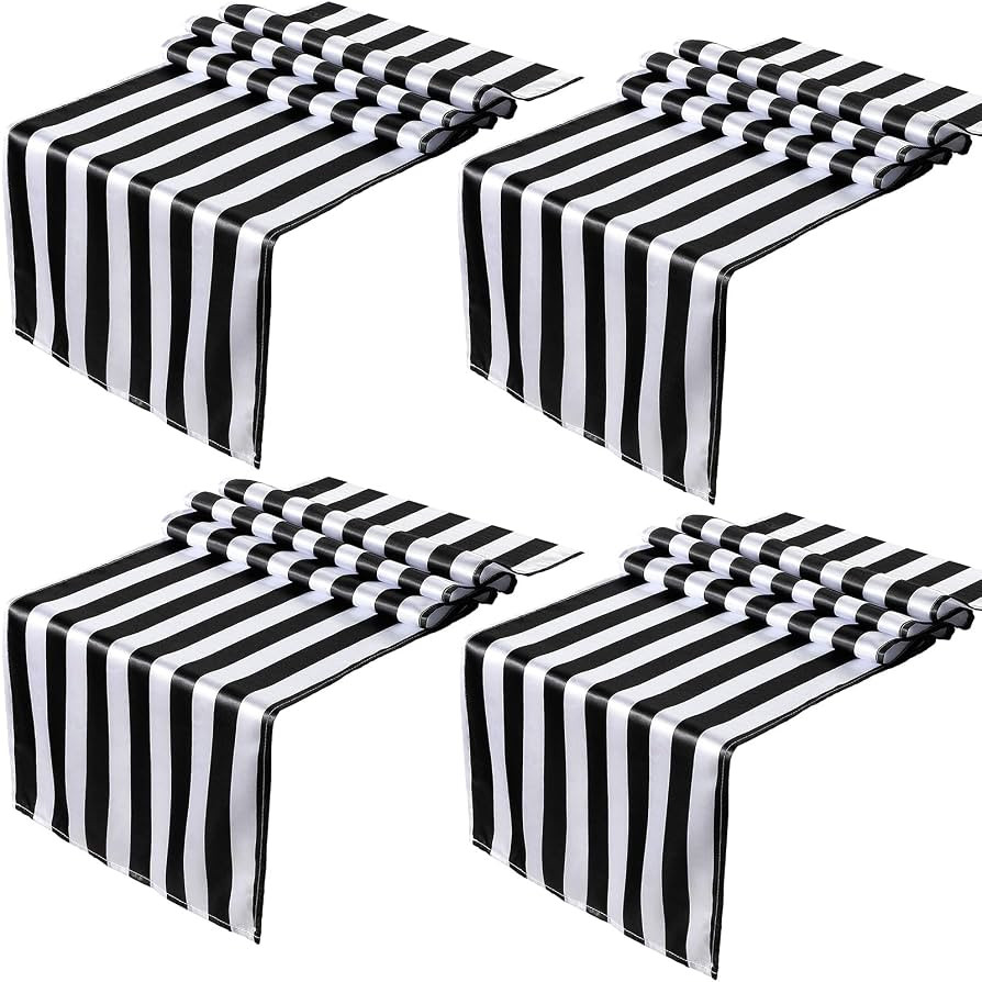 Tatuo Black and White Striped Table Runner Polyester Table Decor Elegant Classic Tablecloth Machi... | Amazon (US)