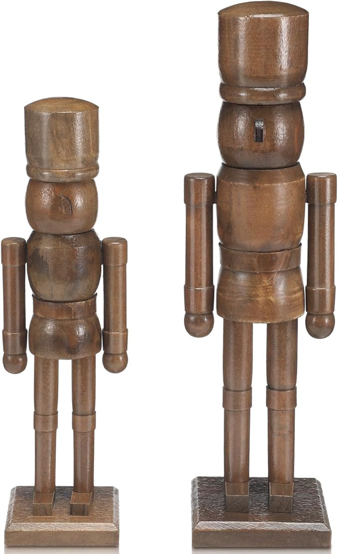 2 Pack Christmas Wooden Nutcracker Traditional Christmas Decorations Nutcracker Figure Statue for... | Amazon (US)