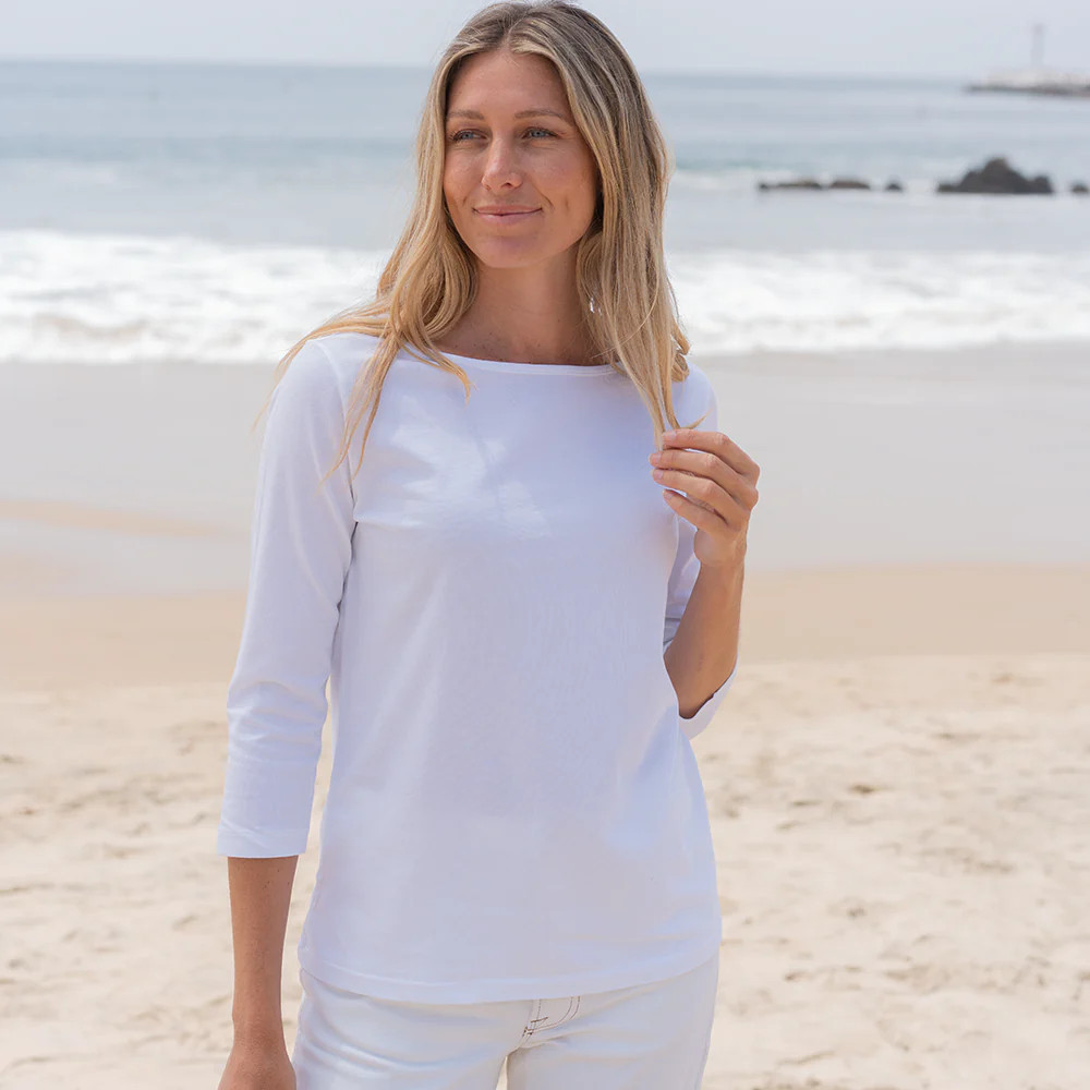 Womens 3/4 Sleeve Boat Neck T-shirt | The Classic T Shirt Company