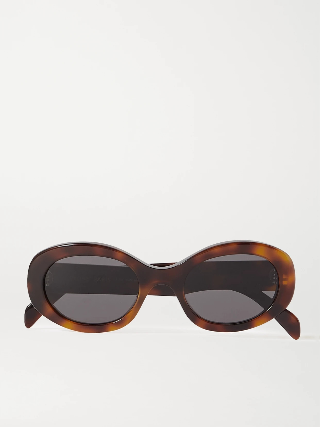 CELINE Eyewear - Triomphe Oval-frame Acetate Sunglasses - Tortoiseshell | NET-A-PORTER (US)