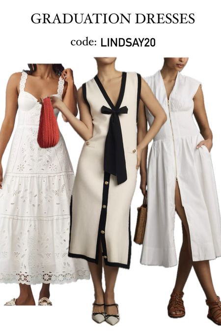 Some cute graduation dresses if you’re looking to lean into the classic white look. Code LINDSAY20 for 20% off full-price apparel, accessories, and beauty 