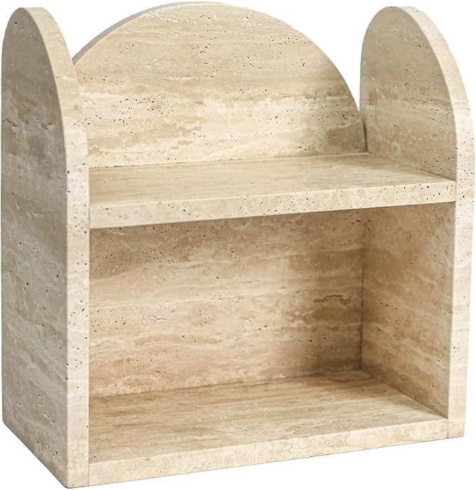 DUANYAN Travertine Shelf Bathroom Counter Organizers and Storage 2-Tier | Luxurious Makeup Organi... | Amazon (US)