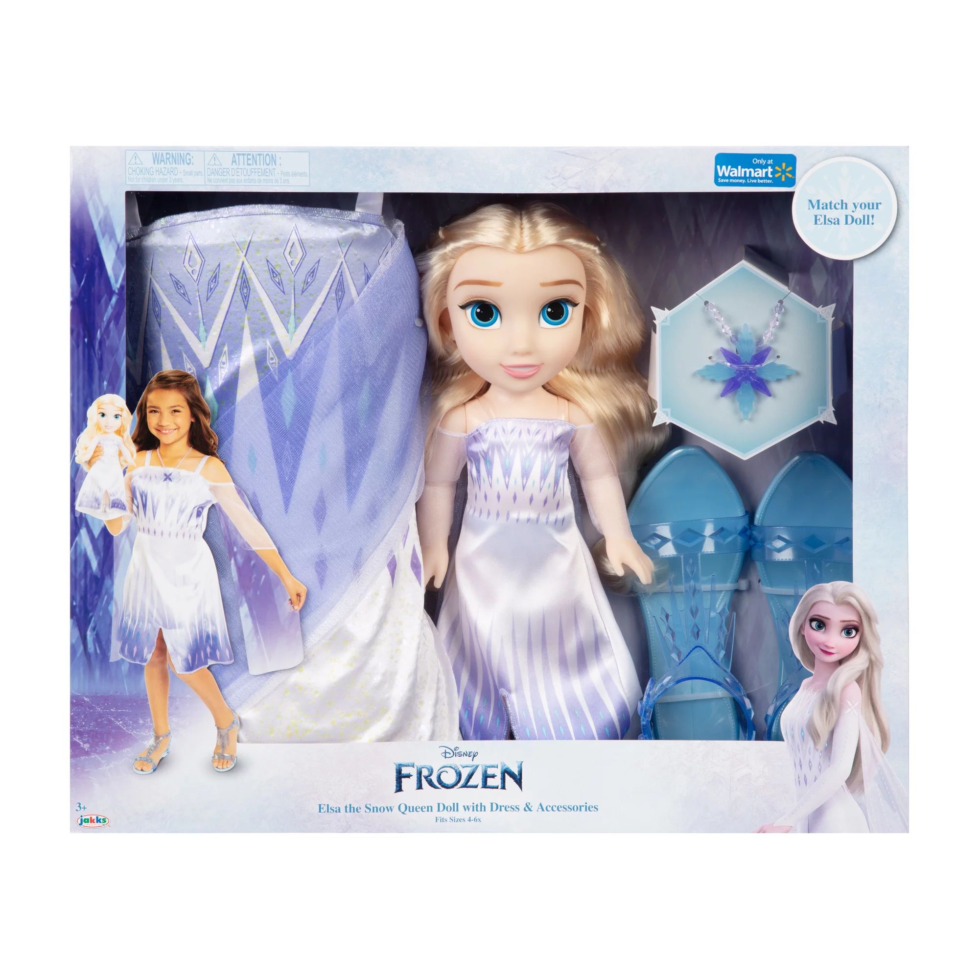 Disney Frozen Elsa Toddler Doll with Child Sized Dress and Accessories - Walmart.com | Walmart (US)