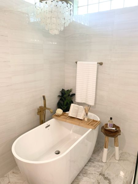 Bathroom decor, freestanding bathtub, bath caddy 

#LTKHome #LTKFamily #LTKSeasonal