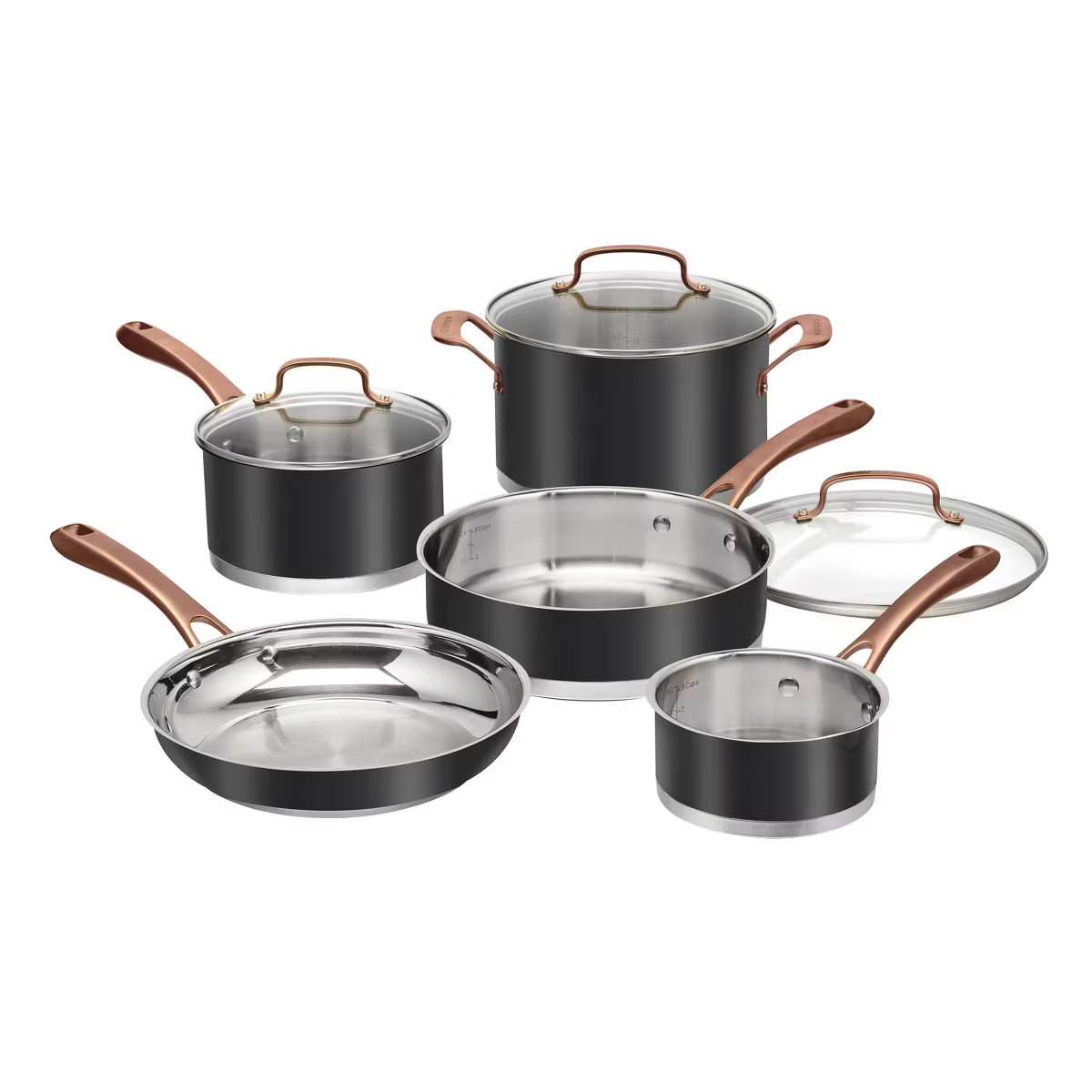 Cuisinart 8pc Classic Matte Stainless Steel Cookware Set Black Blush Bronze Handles: Dishwasher-S... | Target