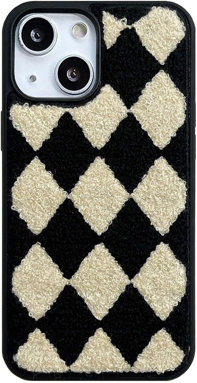 Black White Grid Plaid Phone Case Compatible with iPhone 13 6.1 inch 2021 Release Classic Retro C... | Amazon (US)