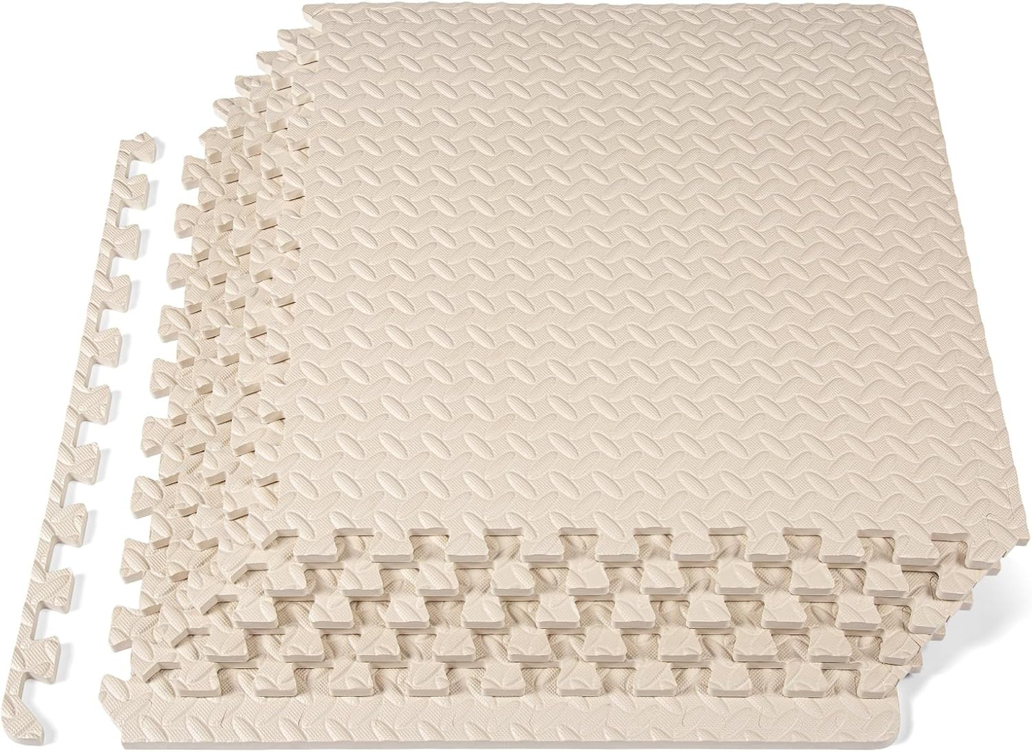 ProsourceFit Exercise Puzzle Mat 1/2-inch, EVA Interlocking Foam Floor Tiles for Home Gym, Workout Equipment, Kids Play Areas, Beige, 24 Sq Ft - 6 Tiles | Amazon (US)