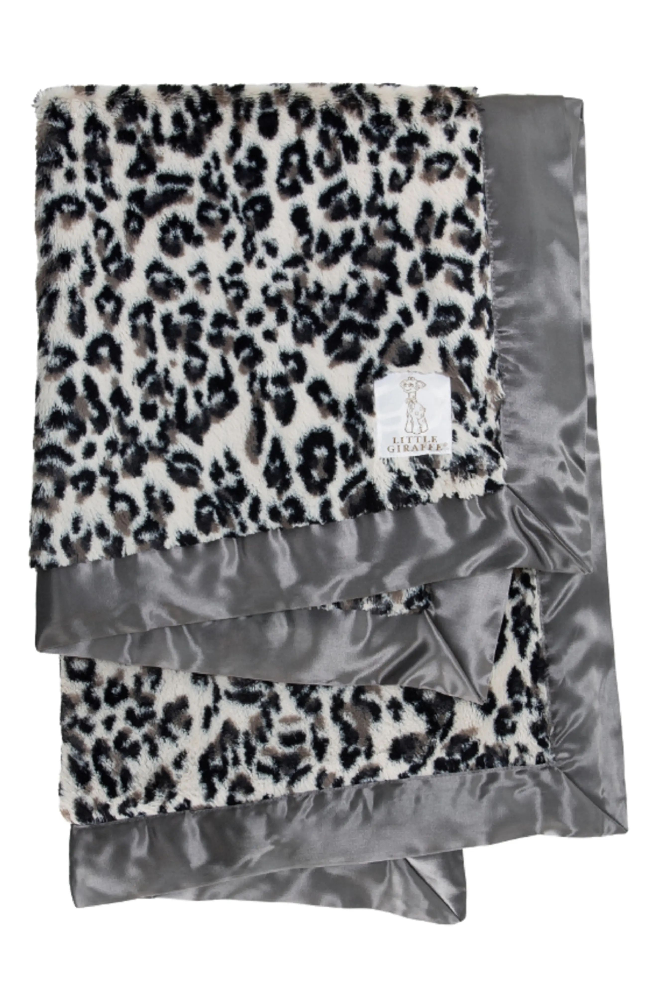 Little Giraffe Luxe Leopard Faux Fur Blanket, Size One Size - Black | Nordstrom