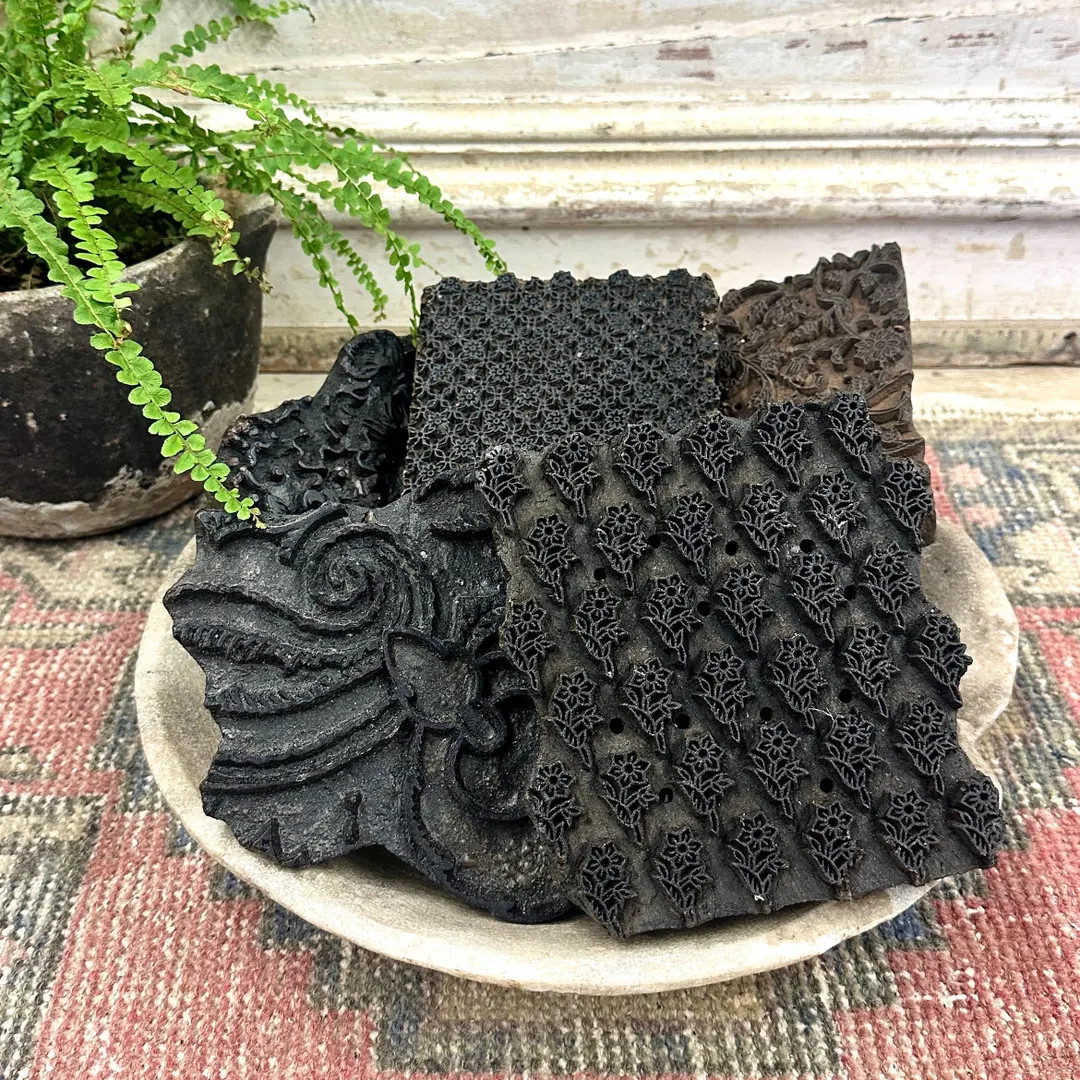 Large Antique Vintage Carved Wood Textile Stamp - Etsy | Etsy (US)