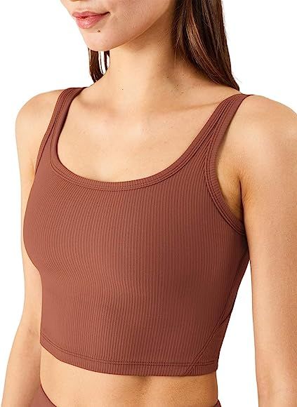 KIKIWING Women's Seamless Sports Bra Workout Crop Top Tank Tops for Women Long Lined Sports Bra Ribb | Amazon (CA)