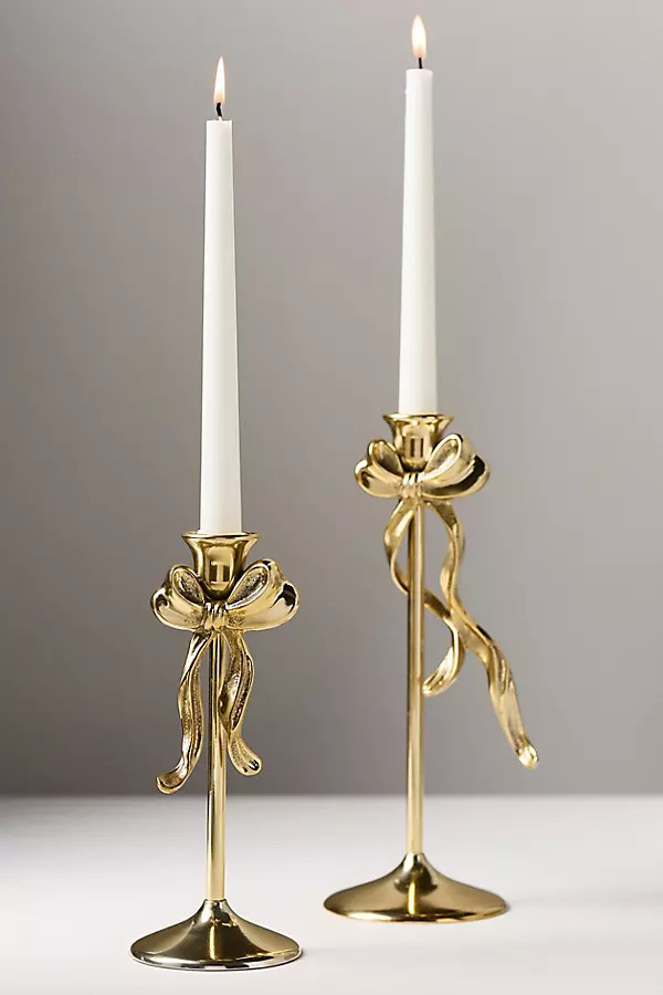 Gold Bow Metal Candleholder | Anthropologie (US)