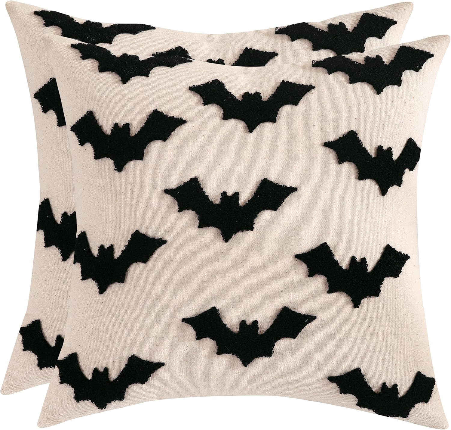 Halloween Throw Pillow Covers 18x18 Set of 2 Black Bat Embroidery Pillow Cases Thanksgiving Home ... | Amazon (US)
