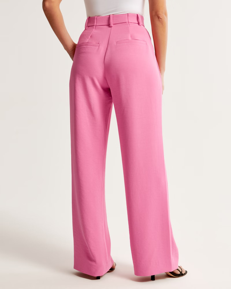 Curve Love A&F Sloane Tailored Premium Crepe Pant | Abercrombie & Fitch (US)