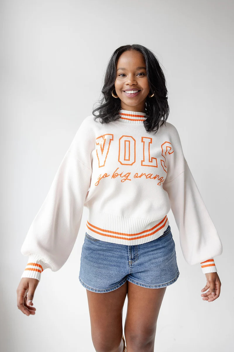 Tennessee Queen Oversized Striped Crew Sweater | Gameday Social