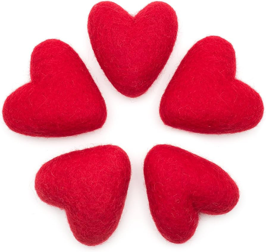 Glaciart One Felted Hearts - 2.4” (5 Pcs) - Needle Felting - Needle Felting & Essential Oils Re... | Amazon (US)