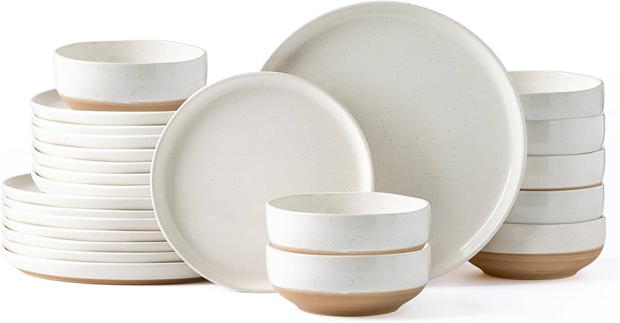 AmorArc Ceramic Dinnerware Sets for 8, 24 Pieces Handpainted Plates and Bowls Set with Rustic Ter... | Amazon (US)