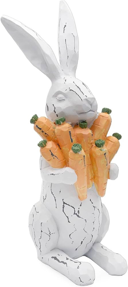 AuldHome Rabbit Statue with Carrots (13-Inches); Large Easter Decor Farmhouse Style Bunny Figurin... | Amazon (US)