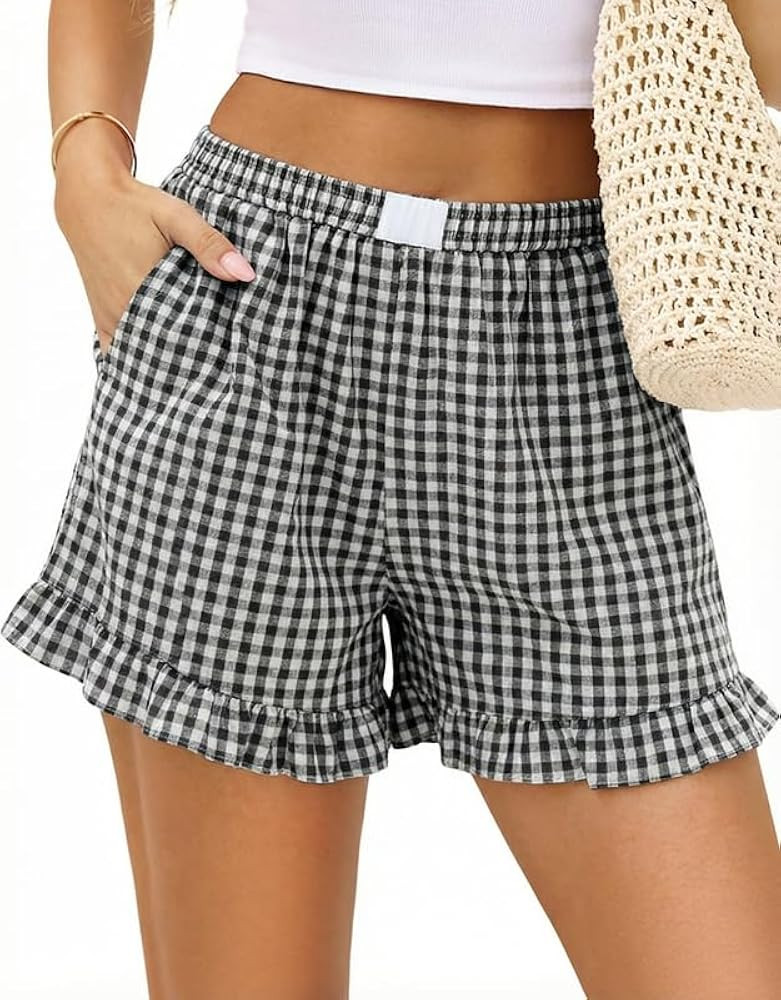 Marvmys Womens Boxer Shorts Cotton Y2K Plaid Pajama Bottoms S-2XL | Amazon (US)