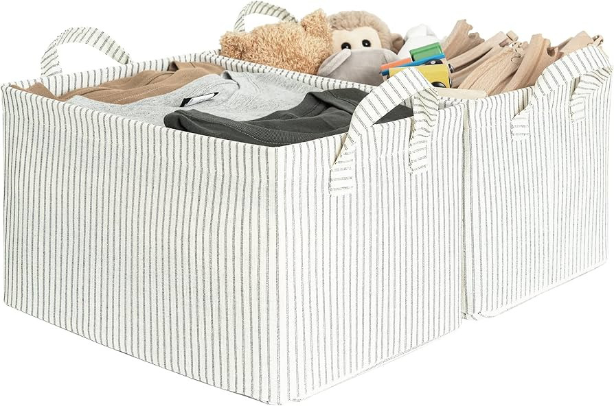 StorageWorks Storage Bins For Shelves With Metal Frame, Fabric Storage Bins, Nature and Gray, 2-P... | Amazon (US)