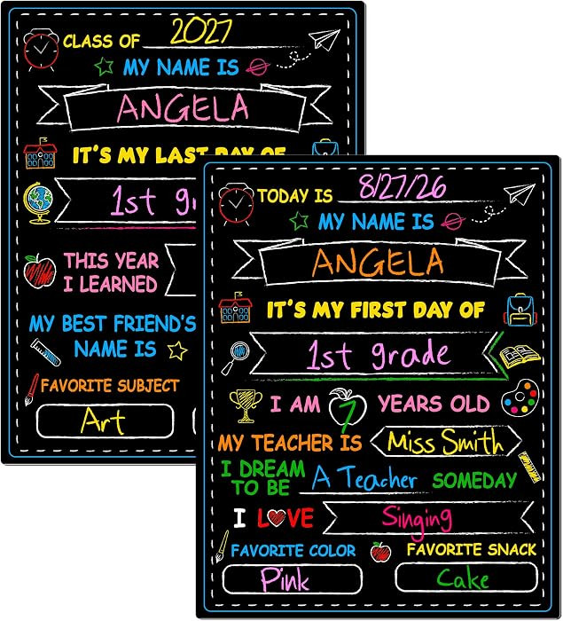 First & Last Day of School Chalkboard, Personalized Paper Back to School Supplies, 14 X 11 in Era... | Amazon (US)
