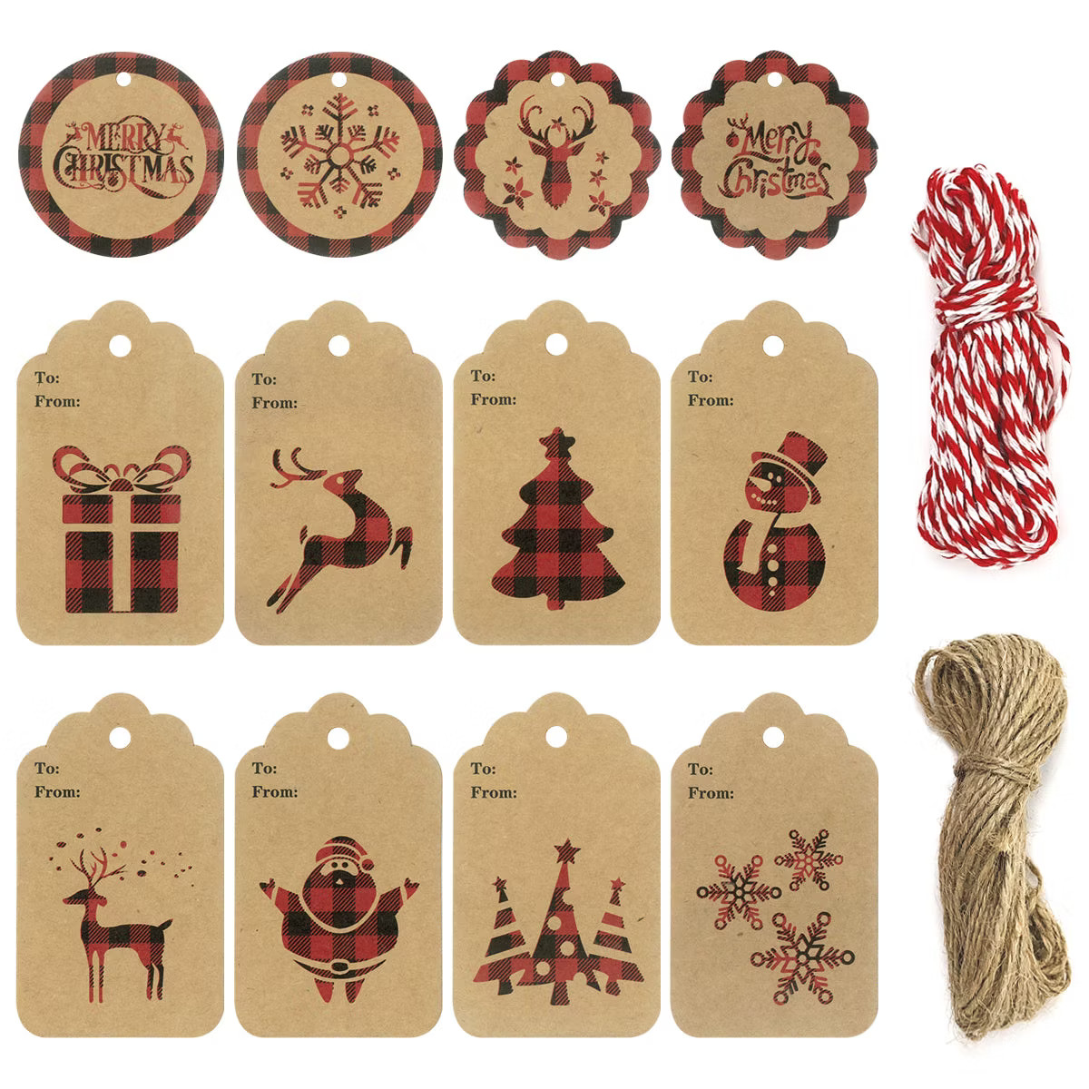 Wrapables Red Plaid Christmas Holiday Gift Tags with Twine and Jute Strings (120pcs) | Target