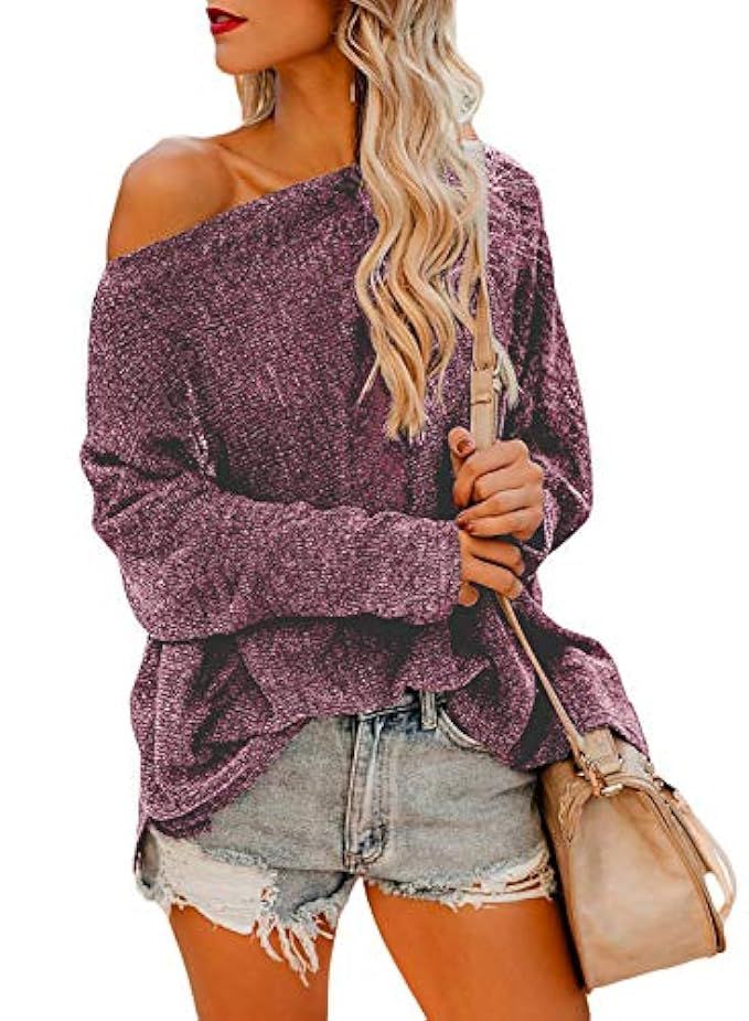 Asvivid Womens Casual Off The Shoulder Criss Cross Shoulder Long Sleeve Loose Pullover Sweatshirt To | Amazon (US)