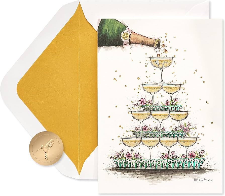 Papyrus Wedding Card - Designed By Bella Pilar, Glitter Free (Overflowing with Love) | Amazon (US)