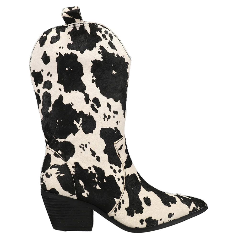 Shop Black, White Womens Dingo Live a Little Cow Pointed Toe Cowboy Boots | Shoebacca