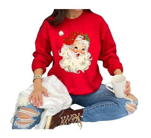 Retro Christmas Santa Sweatshirt, Retro Santa Hat Sweater, Classic Christmas Santa, Vintage Santa Graphic Sweatshirt, Holiday Sweater, Santa | Amazon (US)