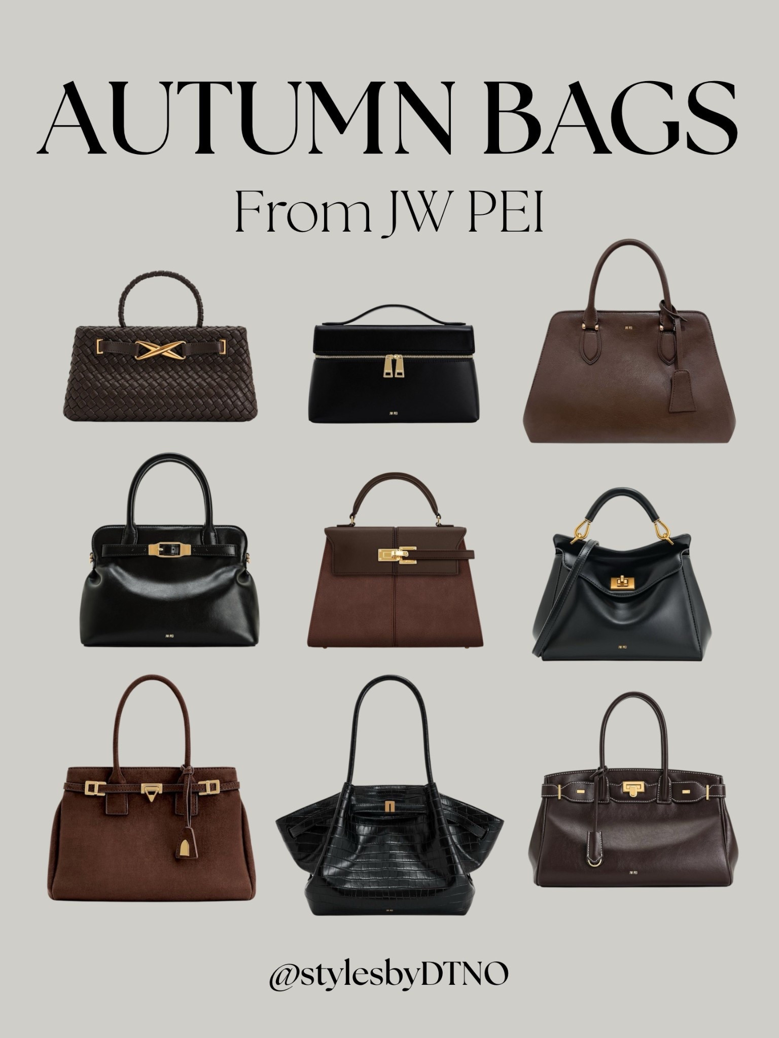 Shop for expensive looking fall bags from JW PEI without breaking the bank! They have a gorgeous selection of black and brown bags inspired by designers Celine, Bottega Veneta, DeMellier, and Hermes 🤎🖤 (scroll below for more options)

Tags: Fall Fashion 2025, Under $200, Top Handle Bag, Autumn Style, Suede Bag, Quiet Luxury Style, Tote Bag, Fashion Finds, Best Sellers, New Arrivals, 

#LTKSeasonal #LTKStyleTip #LTKItBag