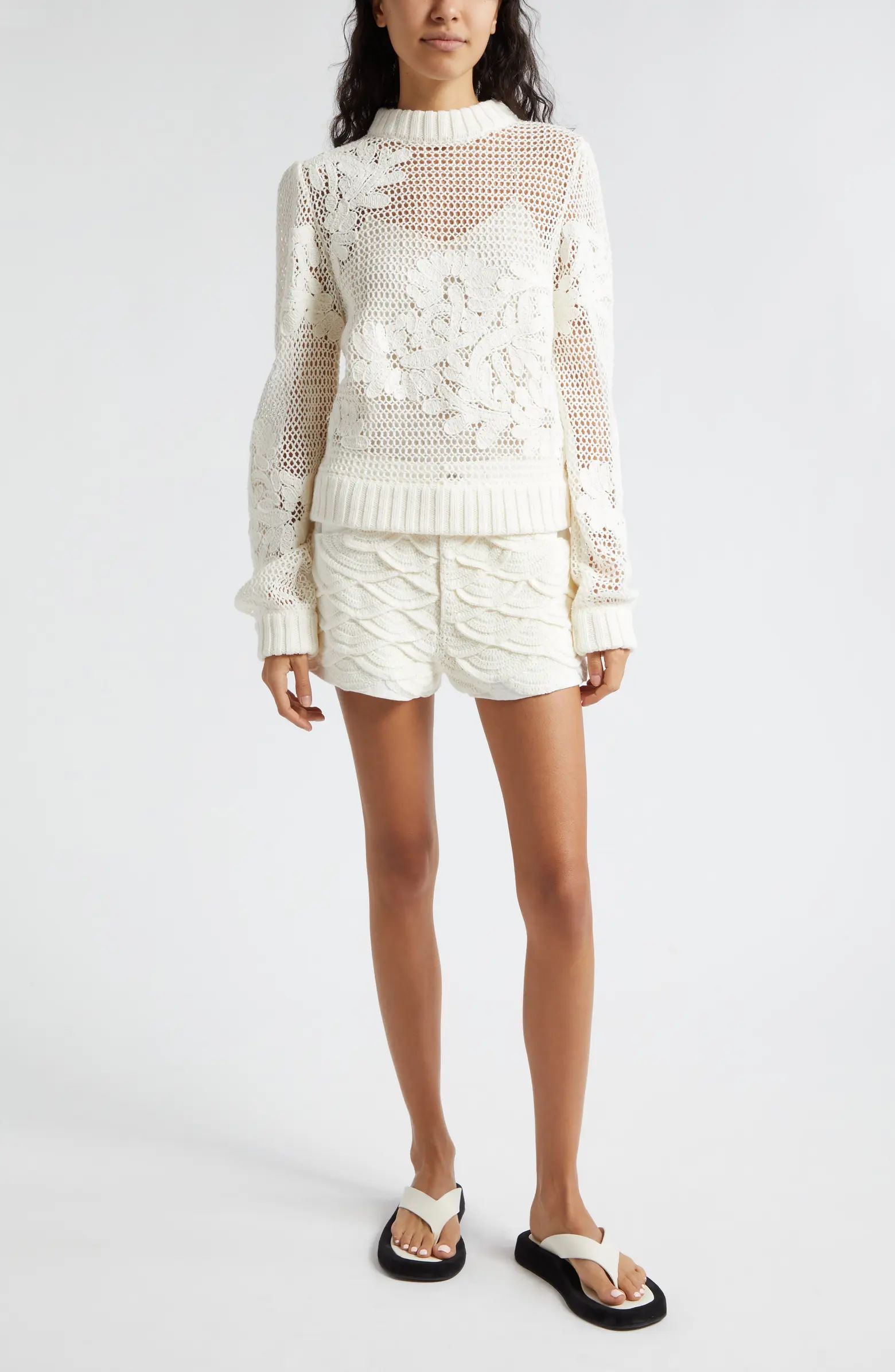 Crochet Detail Cotton Shorts | Nordstrom