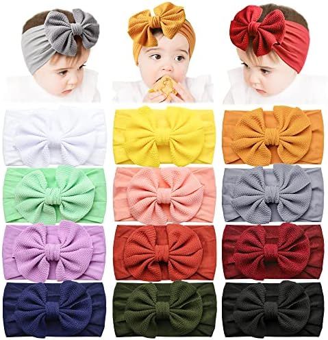 Amazon.com: Prohouse 12 PCS Baby Nylon Headbands Hairbands Hair Bow Elastics for Baby Girls Newbo... | Amazon (US)
