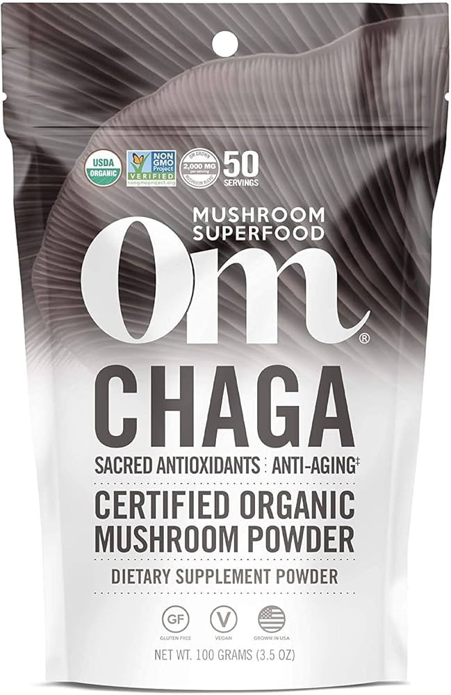 Om Mushroom Superfood Chaga Organic Mushroom Powder, 3.5 Ounce, 50 Servings, US Grown, Sacred Ant... | Amazon (US)