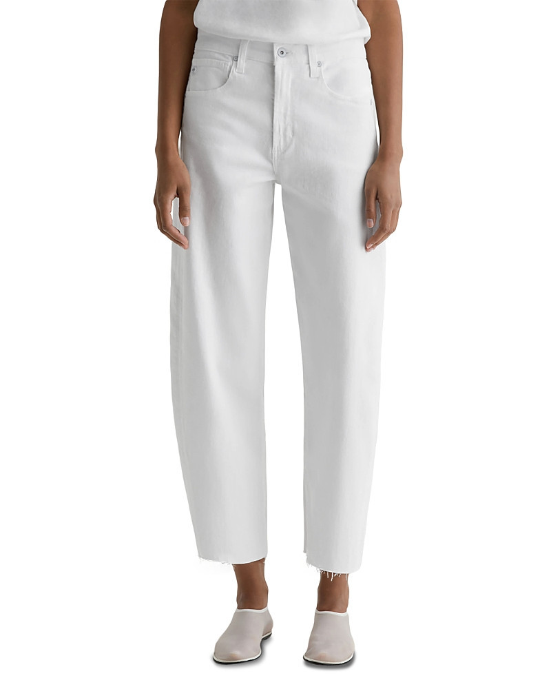Ag Hattie Crop High Rise Barrel Leg Jeans in Gallery White | Bloomingdale's (US)