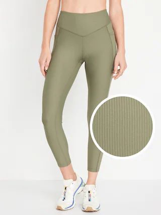 High-Waisted PowerSoft Ribbed 7/8 Leggings for Women | Old Navy (US)