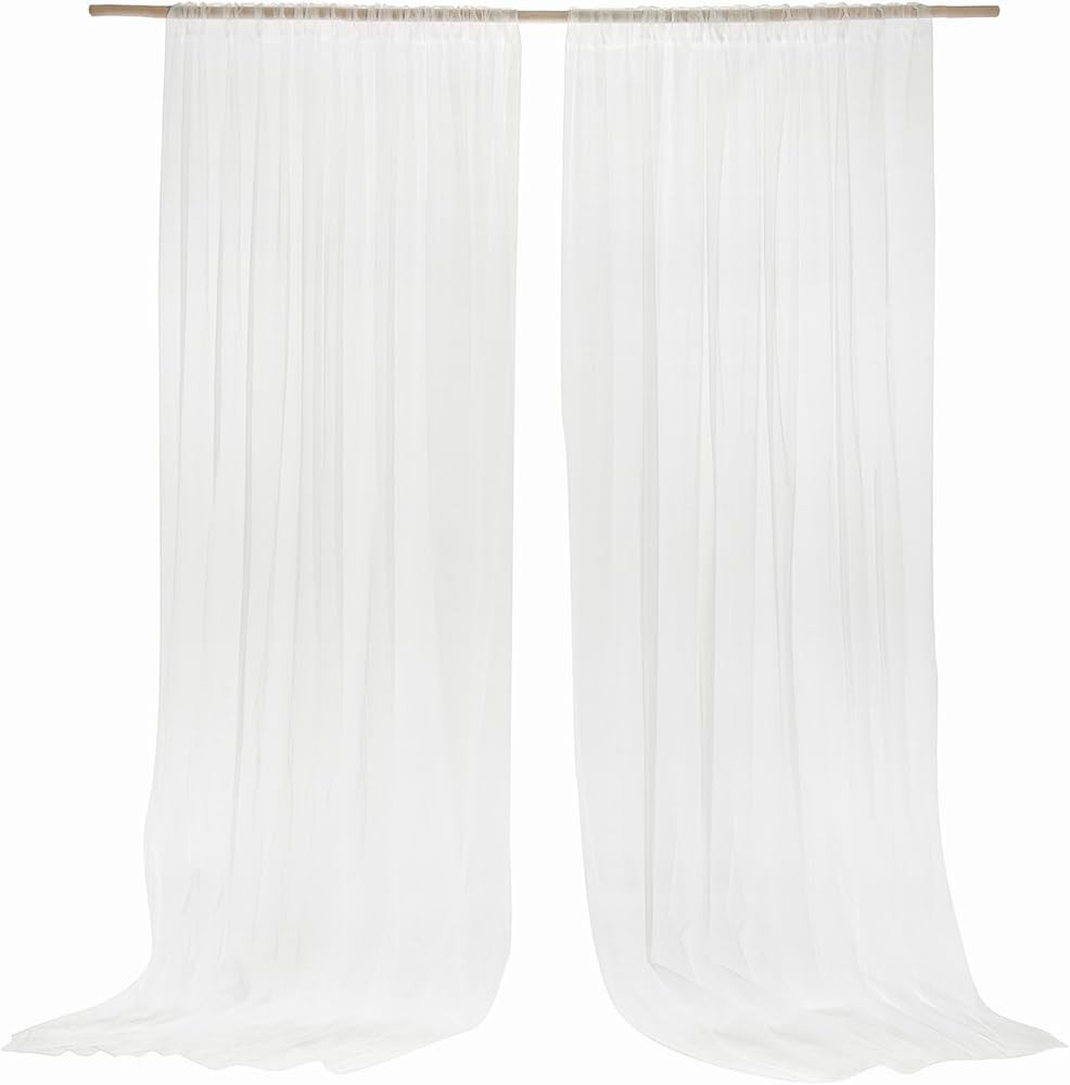 Ling's Moment Wrinkle-Free Wedding Backdrop Curtains with Silver Spark 2 Panels 5ft x 10ft White ... | Amazon (US)
