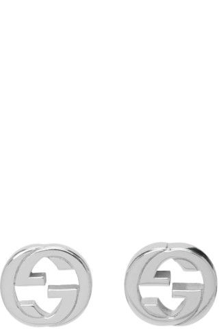 Silver Interlocking G Earrings | SSENSE